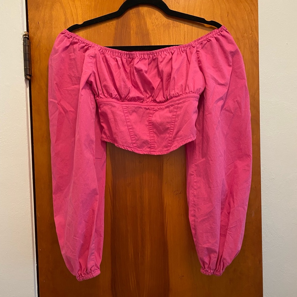 Hot Pink Off-Shoulder Crop Top